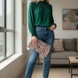 Handmade Woven Straw Clutch Pink Green Shoulder Bag Raffia Boho Summer Purse